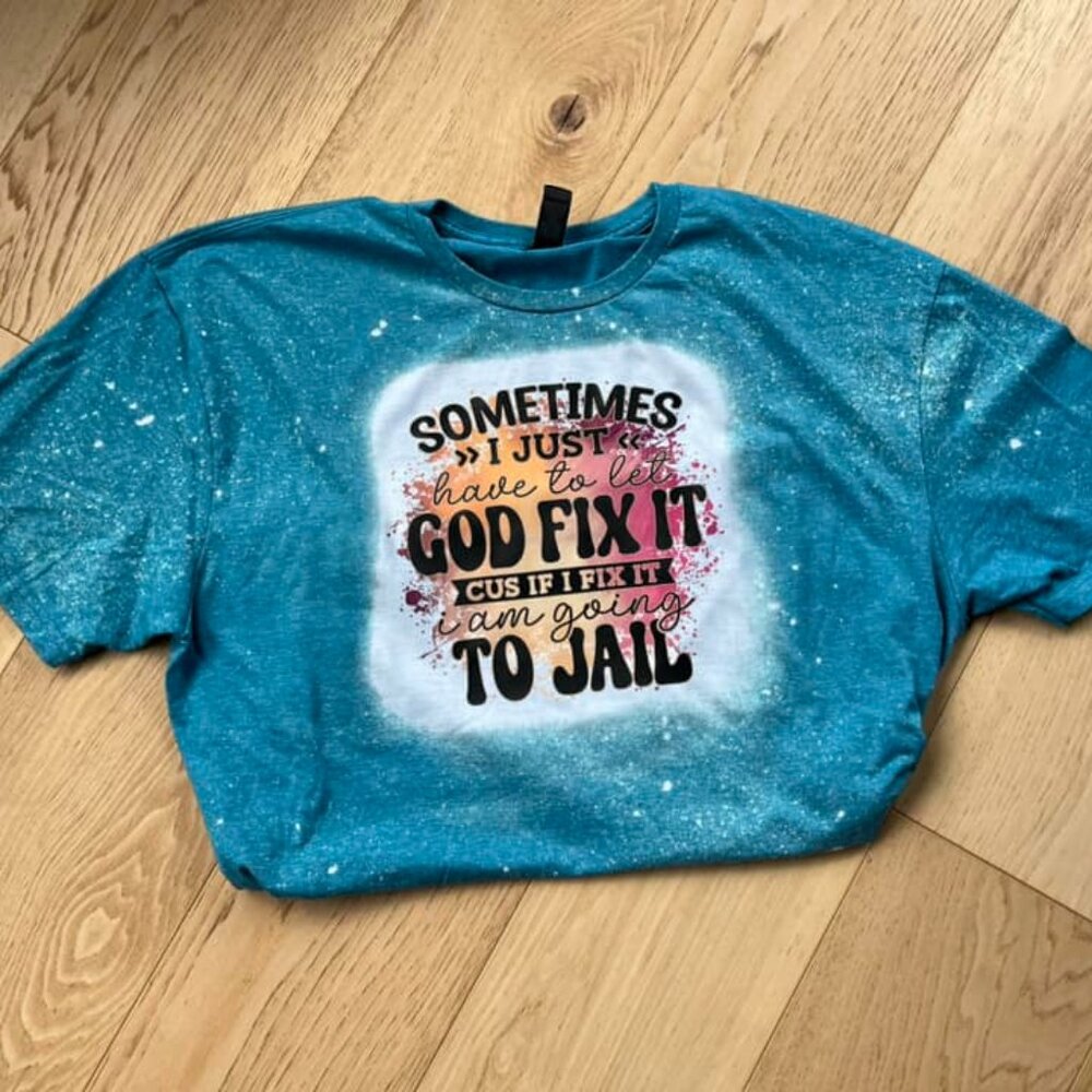 bleached teal tshirt